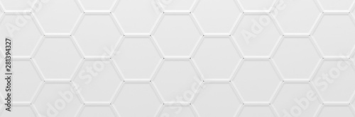 Wide White Hexagon Background (Site head) (3d illustration)