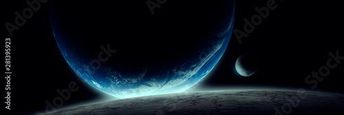planet with satellite risin...