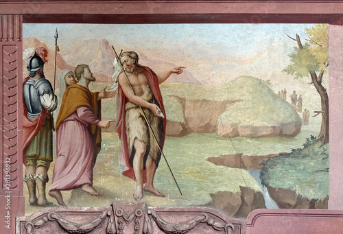 Fotografie, Obraz Scenes from the life of the Saint John the Baptist, fresco in the Saint John the