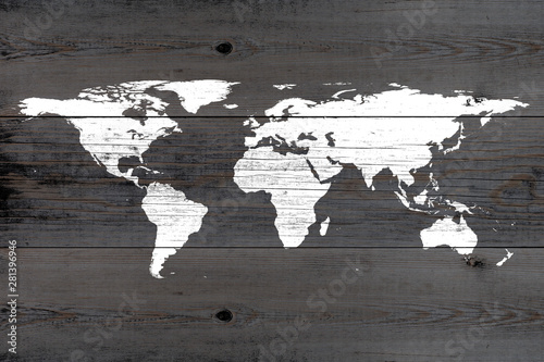 white world map painted on ...