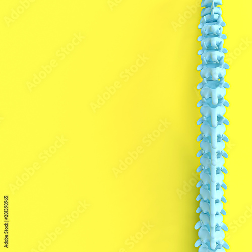 Valokuva 3d render image of a spine on a yellow background.