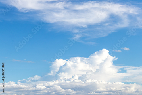 White clouds in the blue sky background in clearing day and good weather day