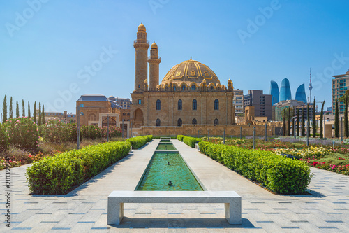 Baku, Azerbaijan July 30, 2019 View of the mosque Taza Pir photo