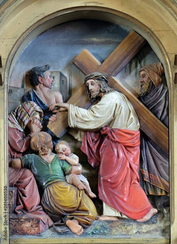 8th Stations of the Cross, Jesus meets the daughters of Jerusalem, Saint John the Baptist church in Zagreb, Croatia