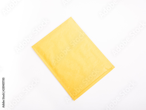 Brown envelope on a white background