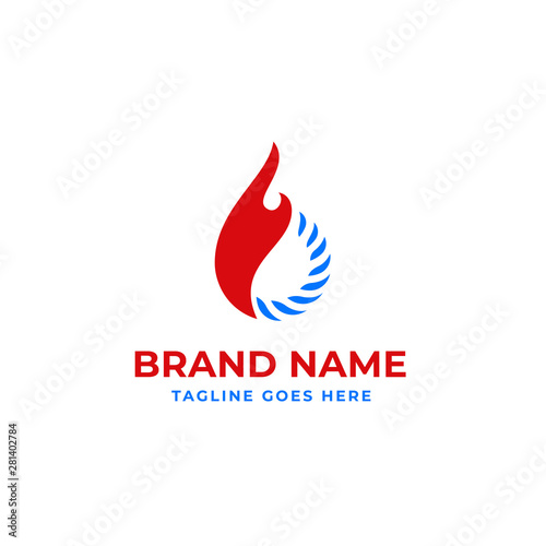 fire and gear for mechanical logo design concept