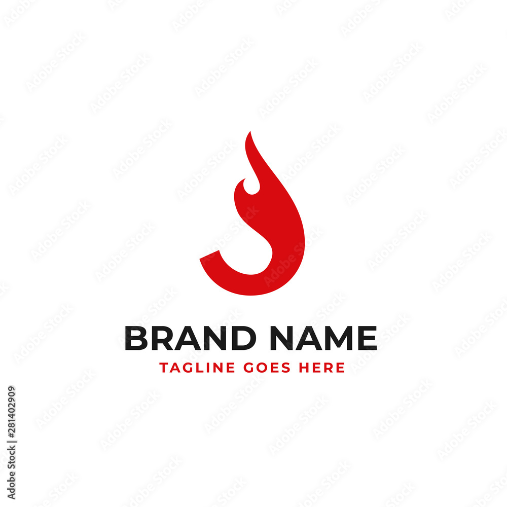 Obraz premium flame illustration concept for letter J initial logo design vector