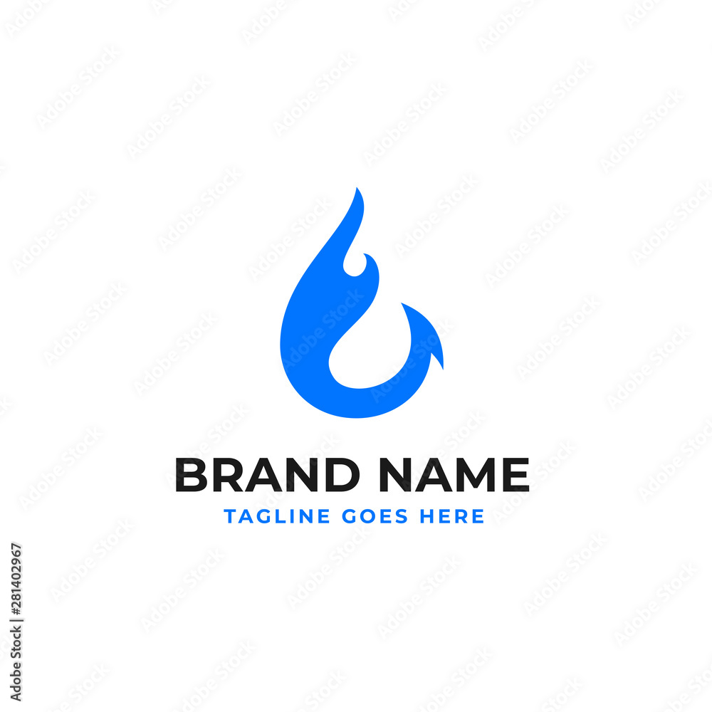 fishing hook burned out logo concept with fire design element fishing hook burned out logo concept with fire design element