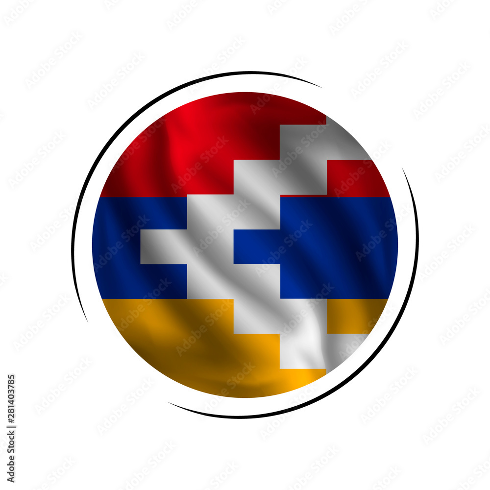 Waving Nagorno-Karabakh Republic flag, the flag of Nagorno-Karabakh Republic, vector illustration