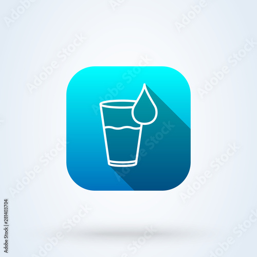cup and water drop. line art Simple vector modern icon design illustration.
