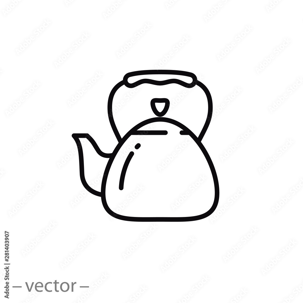 kettle icon, teapot, thin line symbol for web and mobile phone on white background - editable stroke vector illustration eps 10 kettle icon, teapot, thin line symbol for web and mobile phone on white background - editable stroke vector illustration eps 10