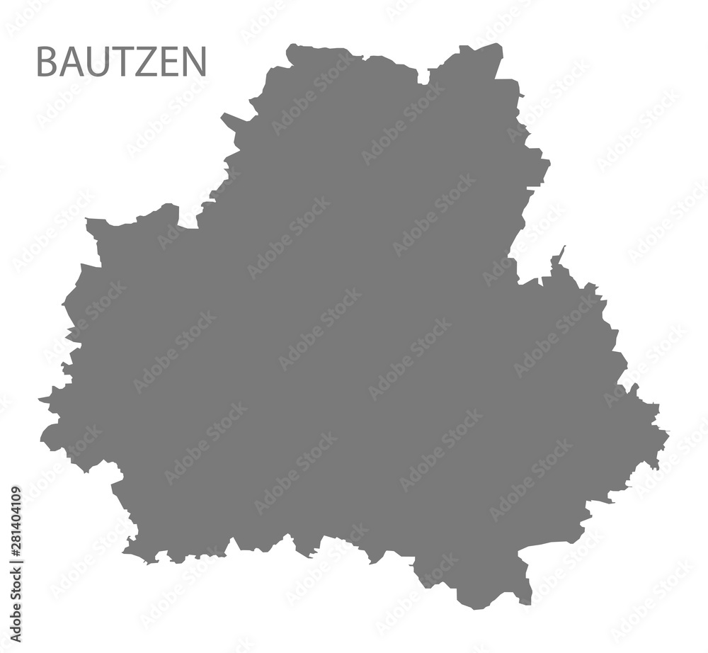 Bautzen grey county map of Saxony Germany DE
