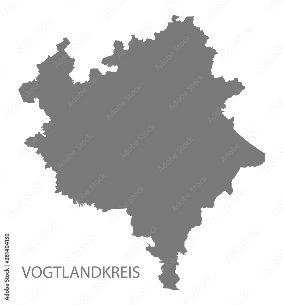 Vogtlandkreis grey county map of Saxony Germany DE