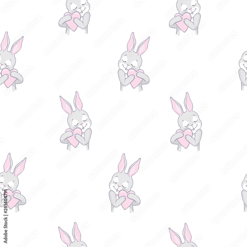Rabbit pattern. Seamless vector pattern