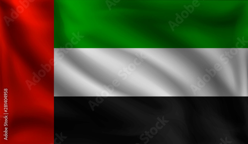 Free Download Waving UAE flag,  the flag of United Arab Emirates, vector illustration - GFXLoad