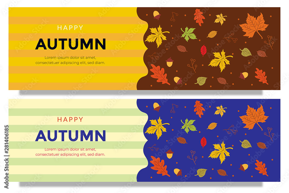Naklejka premium Design Autumn sale up to 50% off banner text design templates