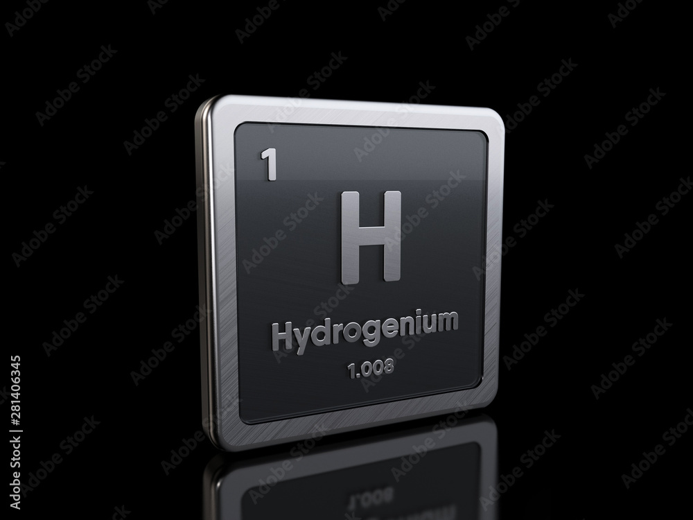 Hydrogen H, element symbol from periodic table series. 3D rendering isolated on black background Hydrogen H, element symbol from periodic table series. 3D rendering isolated on black background