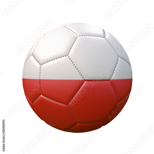 Soccer ball in flag colors isolated on white background. Poland. 3D image