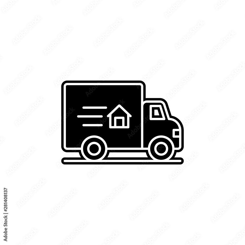 mooning truck icon. Simple glyph, flat vector of Real Estate icons for UI and UX, website or mobile application mooning truck icon. Simple glyph, flat vector of Real Estate icons for UI and UX, website or mobile application