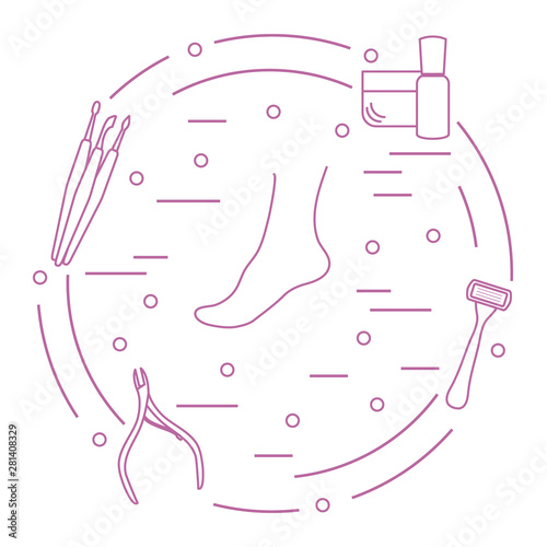 Pedicure tools and products for beauty and care.