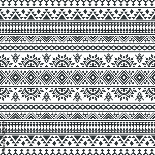 Ikat ethnic pattern vector in black and white color