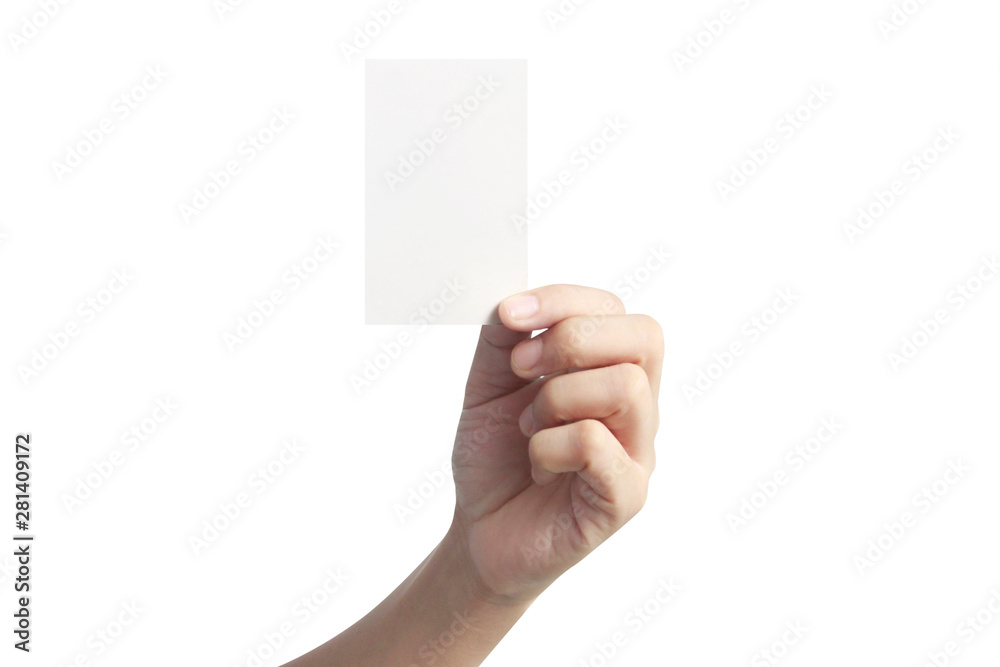 Hand holding virtual card with your Hand holding virtual card with your