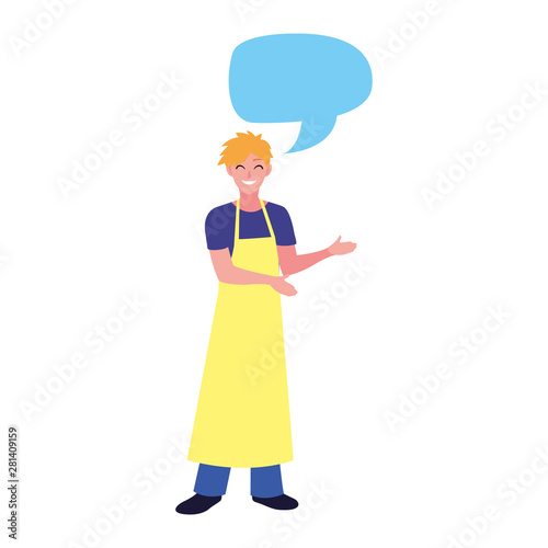 young seller man character with apron