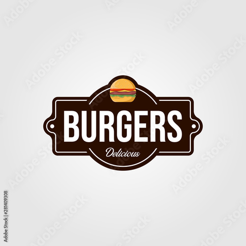 vintage burger logo or signs for food company