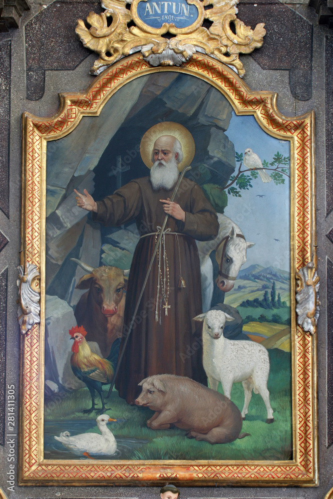 Altar of the Saint Anthony the Great in the Church of the Assumption of the Virgin Mary in Klostar Ivanic, Croatia