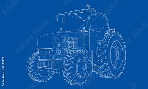 Farm Tractor Concept. Vector