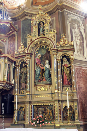 Altar of the Visitation of Mary in the church of the Saint Peter in Ivanic Grad, Croatia