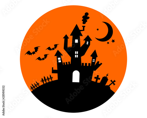Vecteur Stock ハロウィン 城 コウモリ 月 星 夜 夜空 Adobe Stock