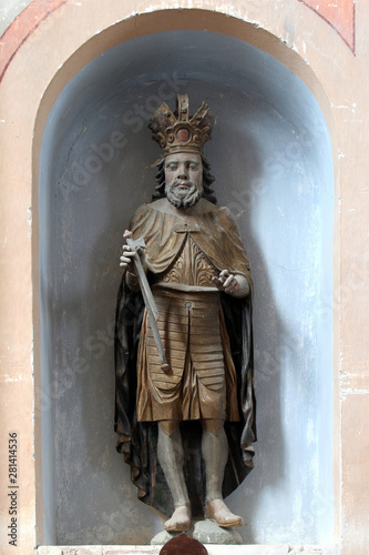 Saint Ladislaus I of Hungary, statue in the church of the Saint Helena in Vrtlinska, Croatia