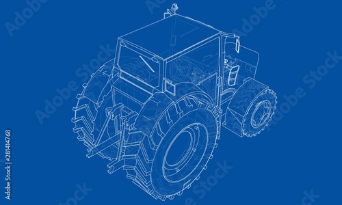 Farm Tractor Concept. Vector