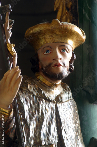 Saint John of Nepomuk, statue on the main altar in the Church of the Three Kings in Komin, Croatia