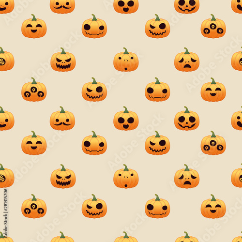 Seamless pattern with pumpkins Halloween sets  vector