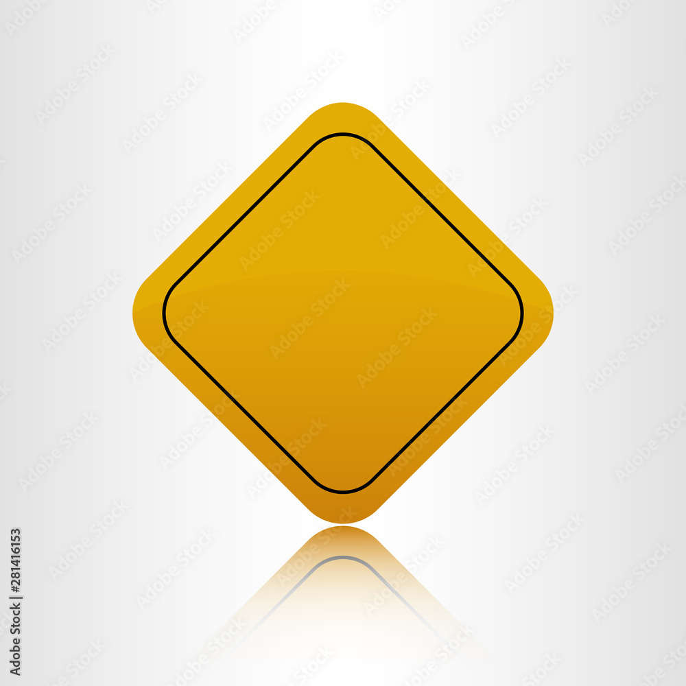 Road orange blank sign with a mirror shadow Road orange blank sign with a mirror shadow