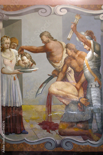 Beheading of St John the Baptist, fresco on the ceiling of the Saint John the Baptist church in Zagreb, Croatia