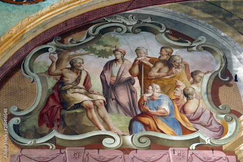 Scenes from the life of the Saint John the Baptist, fresco in the Saint John the Baptist church in Zagreb, Croatia