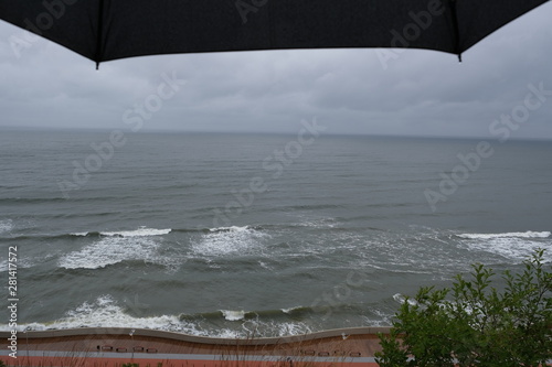 View of storm seascape. Sea wave during storm in Baltic sea