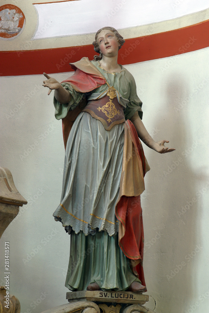 Saint Lucia, statue on the main altar in the church of Saint Barbara in the Bedkovcina, Croatia
