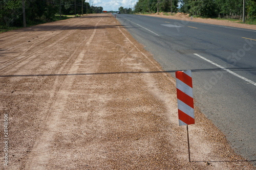 Signs to prevent road construction hazards © suwichan