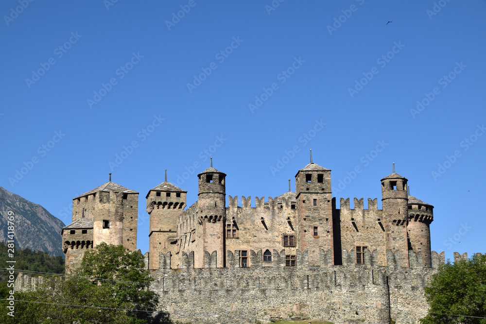 Aosta Valley Castles - Exterior of the medieval castle - Italy