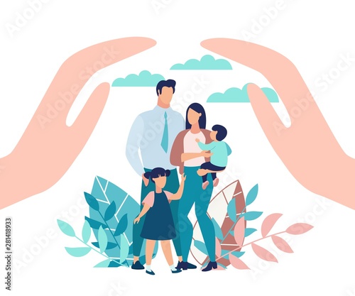 Bright Poster Family Protection with Children.