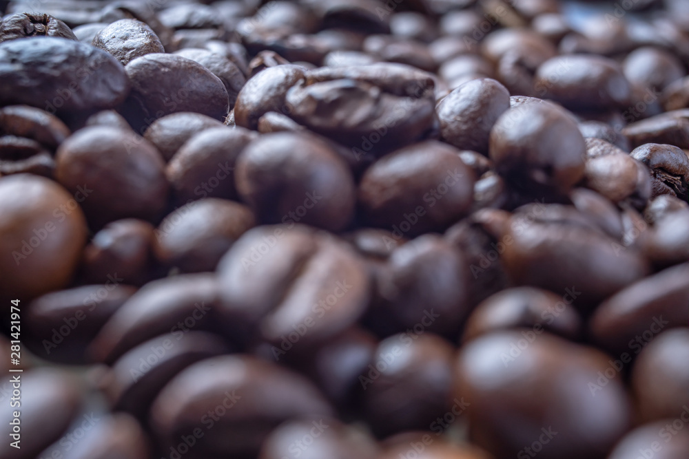 Coffee Beans Background. Close Up fresh roasted brown Coffee Beans Background. Close Up fresh roasted brown