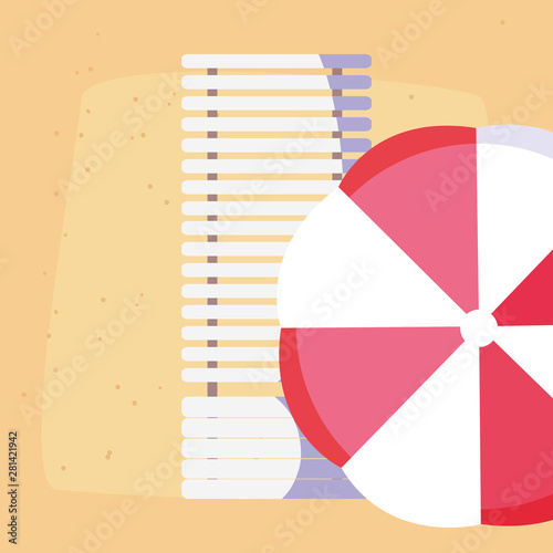 sunbed umbrella summer time vacations design