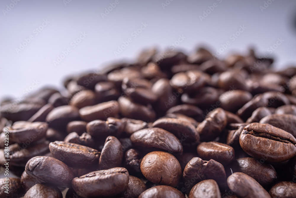 Coffee Beans Background. Close Up fresh roasted brown Coffee Beans Background. Close Up fresh roasted brown