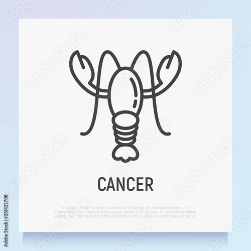 Cancer thin line icon. Modern vector illustration of astrological sign for horoscope.