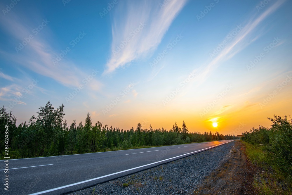 Fototapeta premium road in the sunset