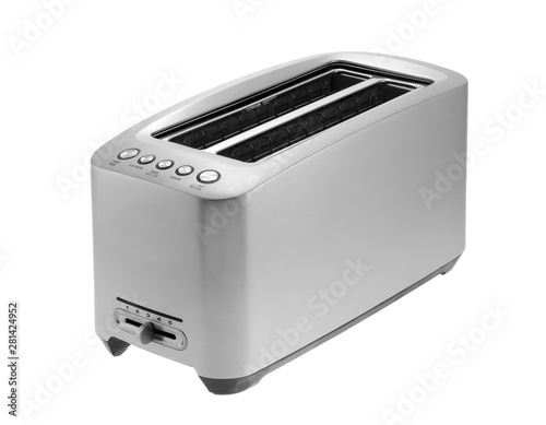 Silver chrome toaster isolated in white with clipping path